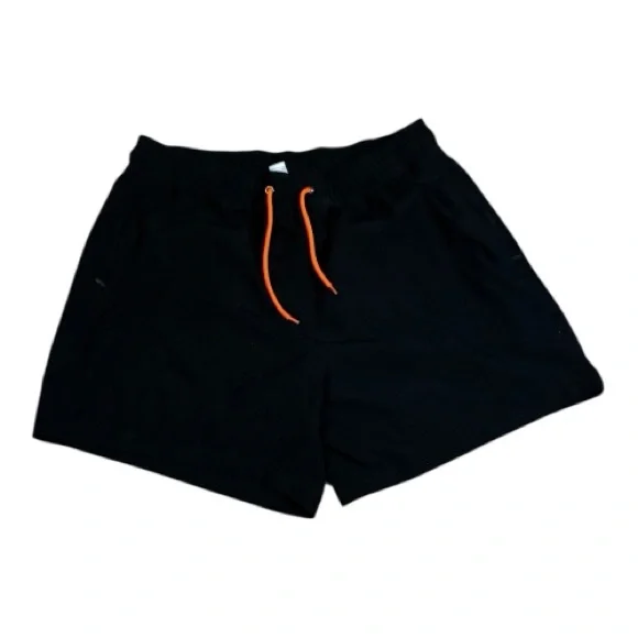Men's Black Athletic Shorts with Orange Drawstring - Picture 2 of 6